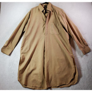 Vintage Lord James Shirt Men Size XL Tan Long Sleeve Pockets Collared 1/4 Button